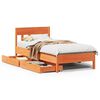 vidaXL Cama sem colch&atilde;o 100x200 cm pinho maci&ccedil;o castanho-mel
