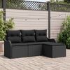 vidaXL Conjunto de Sof&aacute; de Jardim com almofada 4 pcs Preto vime PE