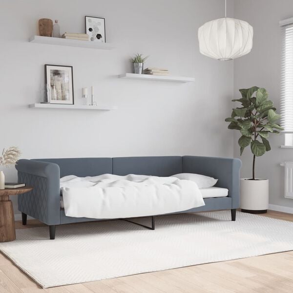 vidaXL Sof&aacute;-cama 90x190 cm veludo cinzento-escuro