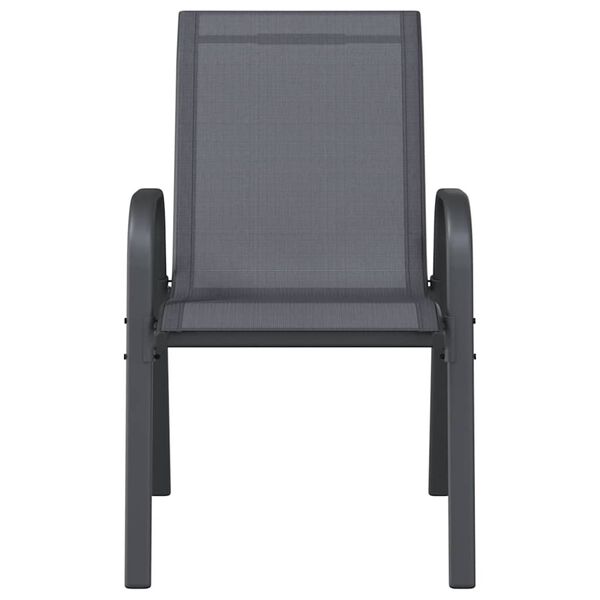 vidaXL Cadeiras de jardim empilh&aacute;veis 2 pcs textilene cinzento