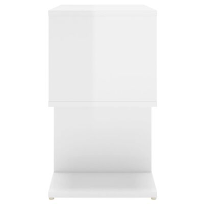 vidaXL Mesa de cabeceira 50x30x51,5 cm contraplacado branco brilhante