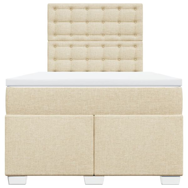 vidaXL Cama com molas/colch&atilde;o 120x200 cm tecido cor creme