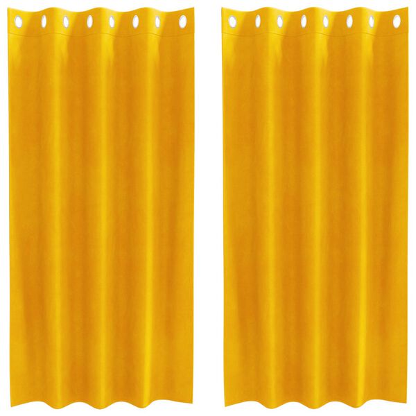 vidaXL Cortinas opacas 2 pcs Amarelo Mostarda 140 x 175 cm Veludo
