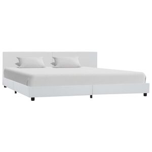 vidaXL Estrutura de cama em couro artificial 180x200 cm branco