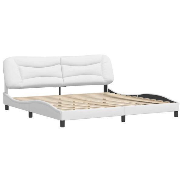 vidaXL Estrutura de cama sem colch&atilde;o Hvar couro artificial 200x200 cm branco
