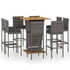 vidaXL 9 pcs conjunto de bar p/ jardim c/ almofad&otilde;es vime PE cinzento