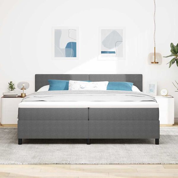vidaXL Cama Box Manual Cinza Claro e Branco 203 x 200 x 88 cm