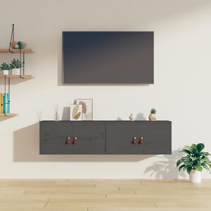 vidaXL Arm&aacute;rios de parede 2 pcs 60x30x30 cm pinho maci&ccedil;o cinzento