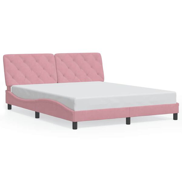 vidaXL Estrutura de cama sem colch&atilde;o 160x200 cm veludo rosa
