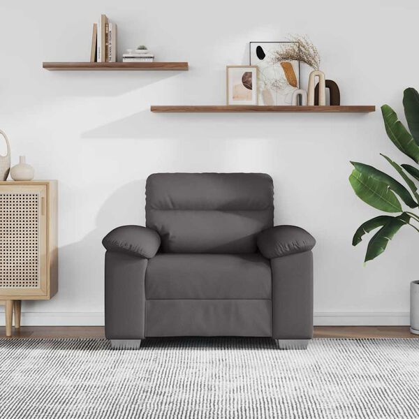 vidaXL Poltrona 100x81x84 cm couro artificial cinzento