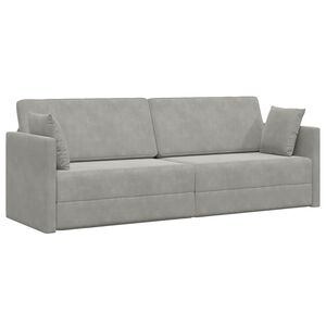 vidaXL Sof&aacute;-cama de ch&atilde;o Cinzento-claro 213 x 70 x 77 cm Veludo