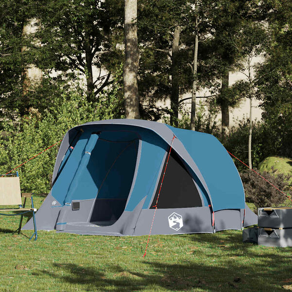 vidaXL Tenda de campismo cabana para 4 pessoas imperme&aacute;vel azul