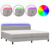 vidaXL Cama box spring c/ colch&atilde;o e LED 200x200 cm tecido cinza-claro