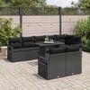 vidaXL Conjunto de Sof&aacute; de Jardim 9 pcs Preto Rattan Sint&eacute;tico