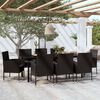 vidaXL 9 pcs conjunto de jantar para jardim preto