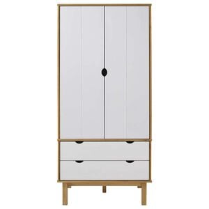 vidaXL Roupeiro OTTA 76,5x53x172 cm pinho maci&ccedil;o castanho/branco