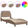 vidaXL Estrutura de cama com LED sem colch&atilde;o Zadar 90x200cm cappuccino