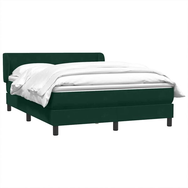 vidaXL Cama com molas/colch&atilde;o 160x220 cm veludo verde-escuro