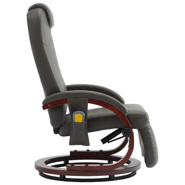 vidaXL Cadeira de massagens reclin&aacute;vel TV em couro artificial cinza