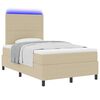 vidaXL Cama Box Spring LED Cinza Claro e Branco 120 x 190 cm