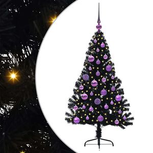 vidaXL &Aacute;rvore de Natal Artificial Pr&eacute;-iluminada Preto 120 cm PVC