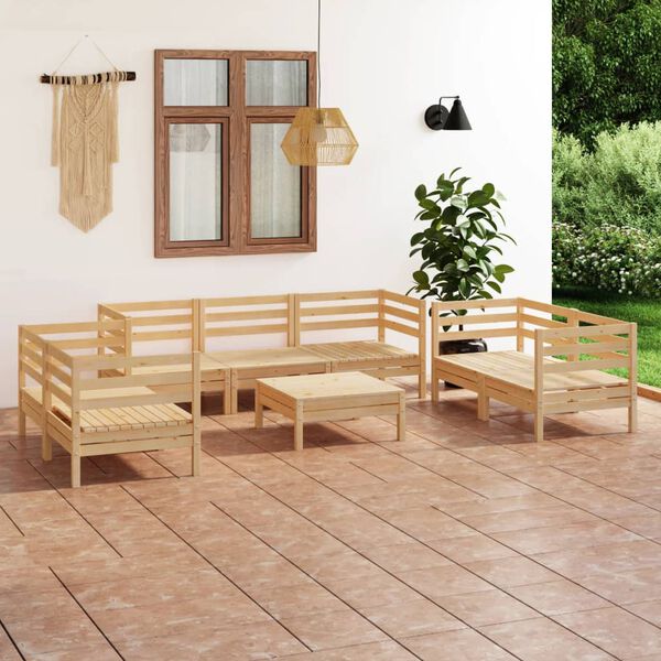 vidaXL 8 pcs conjunto lounge de jardim pinho maci&ccedil;o