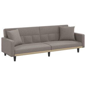 vidaXL Sof&aacute;-cama com almofad&otilde;es tecido cinzento-acastanhado