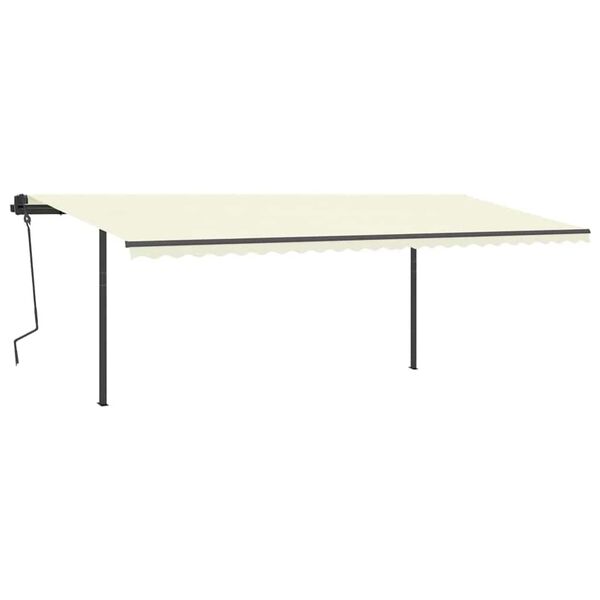 vidaXL Toldo retr&aacute;til manual com postes 6x3 m cor creme