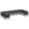vidaXL Conjunto de Sof&aacute; de Jardim 10 unid. Preto Alum&iacute;nio
