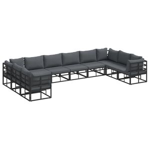 vidaXL Conjunto de Sof&aacute; de Jardim 10 unid. Preto Alum&iacute;nio