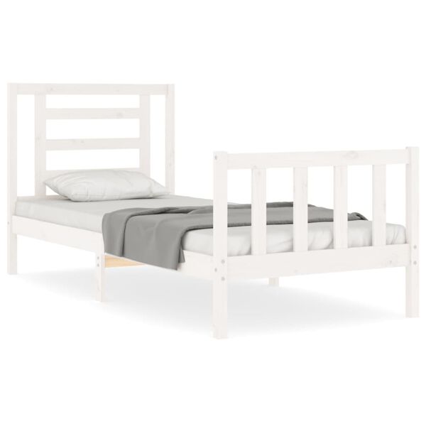 vidaXL Cama sem colch&atilde;o 90x200 cm madeira de pinho maci&ccedil;a branco