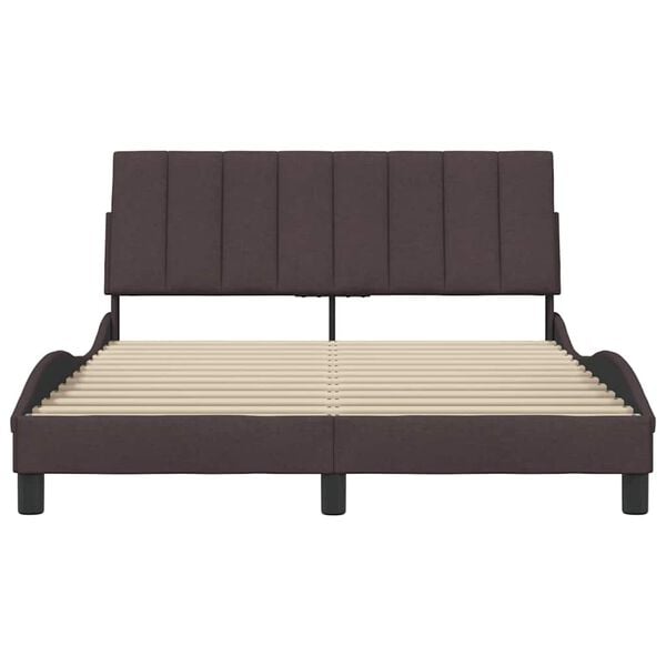 vidaXL Estrutura de cama sem colch&atilde;o Hanko 140x200 cm tecido castanho-escuro