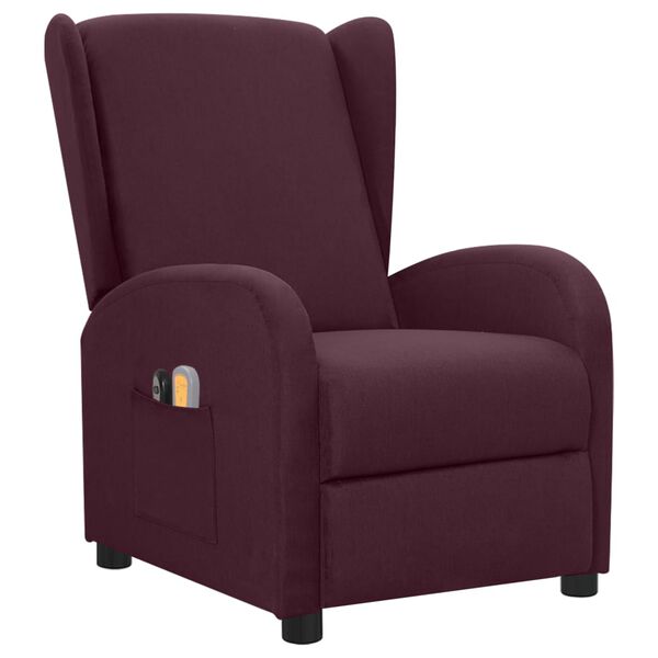 vidaXL Poltrona de massagens elétrica tecido roxo