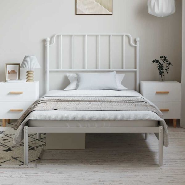 vidaXL Estrutura de cama com cabeceira 100x190 cm metal branco