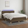 vidaXL Cama box spring c/ colch&atilde;o/LED 140x190cm tecido castanho-escuro