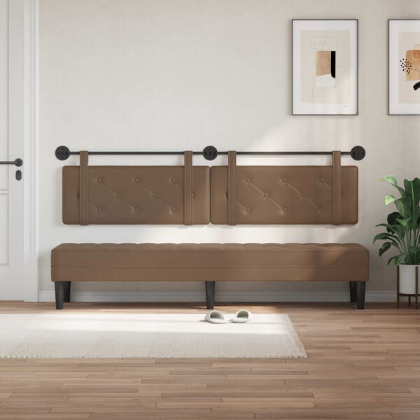 vidaXL Cabeceira Suspensa Cappuccino 210 x 55 x 5 cm Couro Sint&eacute;tico