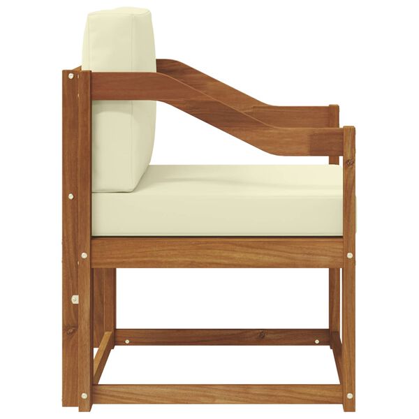 vidaXL Sof&aacute; exterior Madeira de Ac&aacute;cia maci&ccedil;a e Poli&eacute;ster Natural