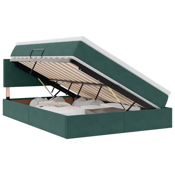 vidaXL Cama com Armazenamento Verde Escuro 140 x 190 cm Veludo
