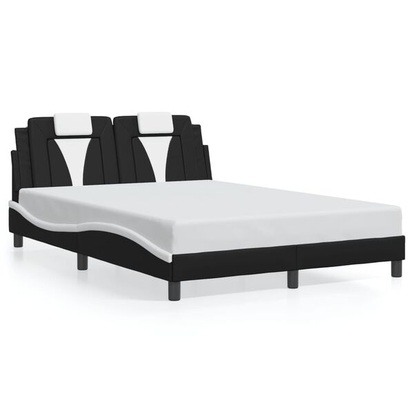 vidaXL Estrutura de cama Viana sem colch&atilde;o 140x200 couro artif. preto/branco
