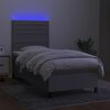 vidaXL Cama box spring c/ colch&atilde;o e LED 90x190 cm tecido cinza-claro
