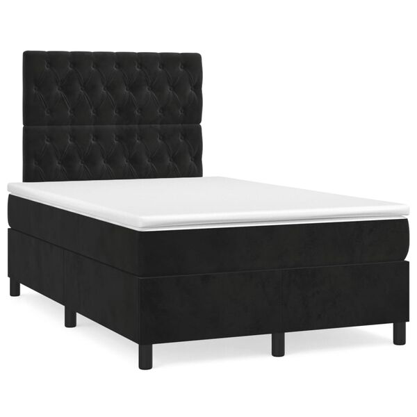 vidaXL Cama boxspring com colch&atilde;o 120x190 cm veludo preto
