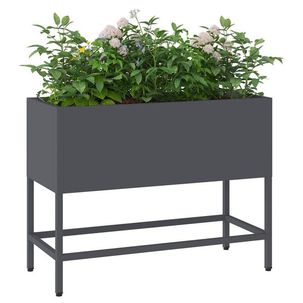 vidaXL Vaso Elevado para Jardim Antracite 60 x 26 x 45 cm Aço