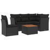 vidaXL 6 pcs conjunto sof&aacute;s de jardim c/ almofad&otilde;es vime PE preto