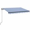 vidaXL Toldo autom&aacute;tico LED e sensor de vento 350x250 cm azul e branco