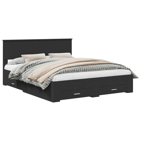 vidaXL Estrutura da Cama Preto 160 x 200 cm Madeira processada