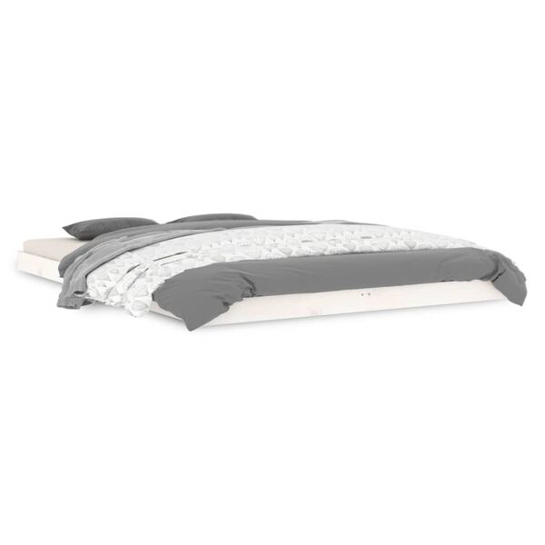vidaXL Estrutura de cama 140x200 cm madeira de pinho maci&ccedil;a branco