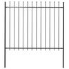 vidaXL Cerca de jardim com topo em forma de lan&ccedil;a em a&ccedil;o 181x150 cm, preta