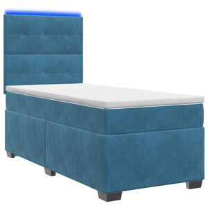vidaXL Cama box spring com colch&atilde;o Azul 80 x 200 cm Veludo