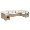 vidaXL 10 pcs conjunto de sof&aacute;s p/ jardim com almofad&otilde;es vime PE bege
