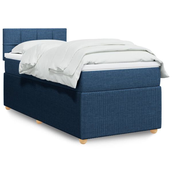 vidaXL Cama com molas/colch&atilde;o 90x190 cm tecido azul